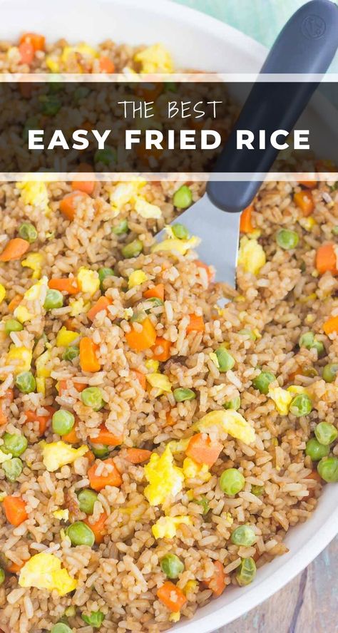 Sesame Chicken With Fried Rice, Easy Fried Rice With Frozen Veggies, Fried Rice With Veggies, Easy Fast Chinese Recipes, Fried Rice Veggie, Healthier Fried Rice, Fried Rice And Veggies, Easy Stir Fry Rice Recipe, Fried Rice Frozen Vegetables