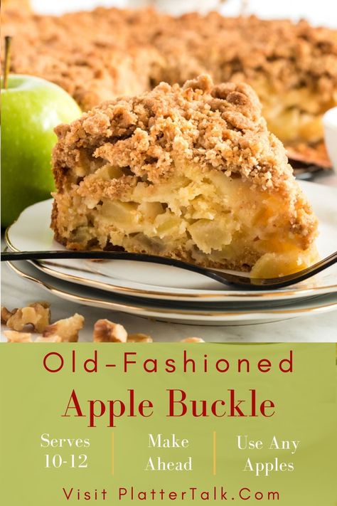 Apple Buckle Recipe, Bisquick Apple Recipes, Deep Dish Apple Crisp, Confections Recipes, Apple Pan Dowdy, Simple Food Ideas, Buckle Cake, Apple Crumb Cakes, Apple Ideas