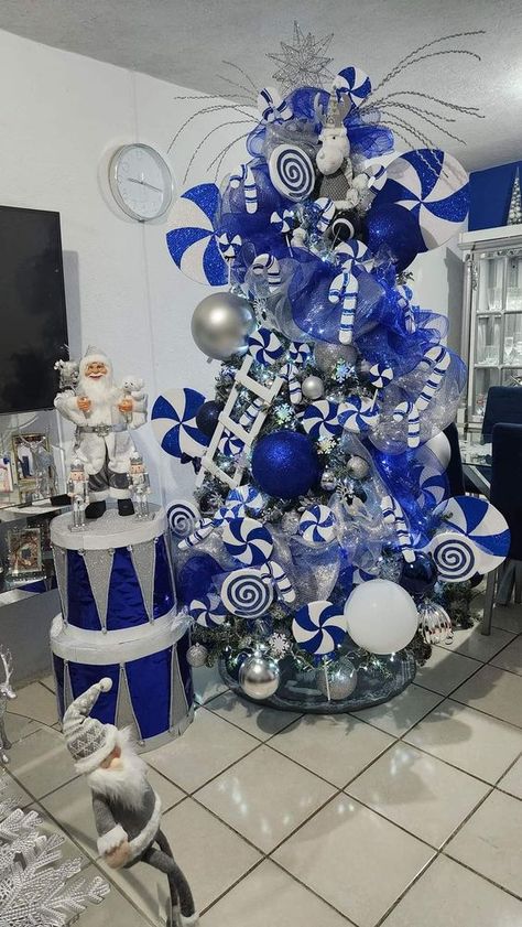 EASY to DIY 50 BLUE Christmas Decor ideas Blue Silver Christmas Tree Ideas, Christmas Tree Ideas Blue, Blue And Silver Christmas Tree Ideas, Blue Christmas Decor Ideas, Nutcracker Ideas, Frozen Christmas Tree, Theme Christmas Tree, Blue Christmas Tree Decorations, Blue Christmas Ornaments