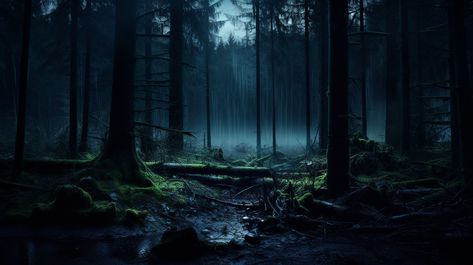 dark forest by night photorealistic Cinematic, Color Grading, portrait Photography Night Forest Photography, Into The Forest Movie, Cinematic Color Grading, Forest Backgrounds, Environment Painting, Forest Background, Night Forest, Forest Photography, Forest Landscape