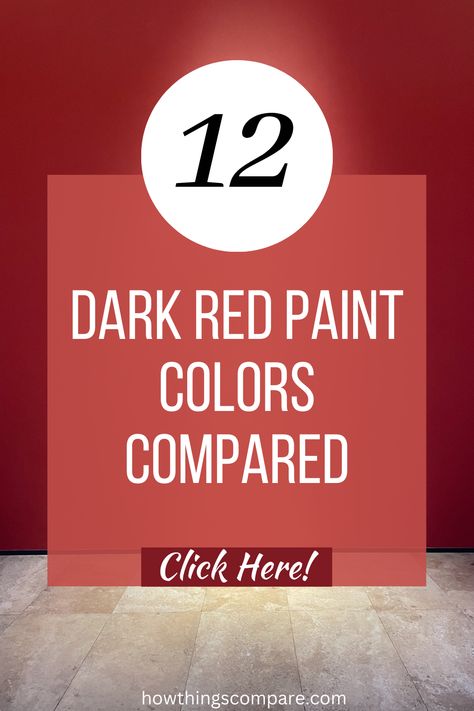 In this article, you will learn about many different dark red paint colors along with images showing the difference between the tones. If you are considering any of these paint colors for your home, the following list will help you compare and make the right decision. Behr Dark Red Paint Colors, Behr Burgundy Paint Colors, Behr Red Paint Colors, Red Paint Colors For Bedroom, Best Red Paint Color, Red Wall Painting Ideas, Dark Red Paint Colors, Barn Red Paint Color, Red Wall Color