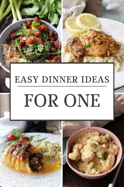 Cheap One Person Meals, Easy Supper For One, Single Healthy Meals, Easy Dinner Recipe For One, Dinner Ideas One Person, Easy Quick Meals For One, Cooking For One Or Two Recipes, Batch Cooking For One, Chicken Recipe For One