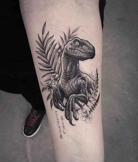 Dinosaur Tattoo Ideas, Jurassic Park Tattoo, T Rex Tattoo, Dinosaur Tattoo, Chrysanthemum Tattoo, Dinosaur Tattoos, Theme Tattoo, Top Tattoos, Dream Tattoos