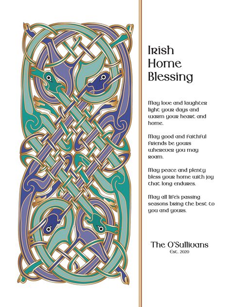 "Personalized, New Home, Celtic Art, Irish, Housewarming Gift, Ireland Home Decor ** FREE Shipping with Tracking * Choose from Print only, Framed or Canvas * Can be Personalized * Ready to Hang Bring a piece of Ireland into your home or send the perfect Irish gift. This original design, created in Ireland, was inspired by ancient Celtic art featured in manuscripts dating back to the 8th century. The intricate artwork in rich vibrant colors, which take inspiration from the stunning Irish landscap Book Of Kells Art, Ancient Celtic Art, Personalized Retirement Gifts, Teacher Retirement Gifts, Baby Boy Nursery Decor, Irish Landscape, Personalized Art Print, Ireland Wedding, Neuer Job