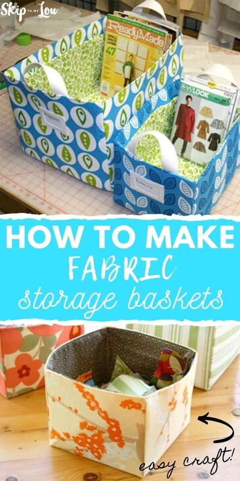 Fabric Boxes Diy, Fabric Box Pattern, Fabric Boxes Tutorial, Storage Baskets Diy, Fabric Basket Tutorial, Fabric Storage Cubes, Box Crafts, Fabric Storage Baskets, Fabric Storage Boxes