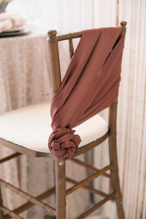 Wedding Chair Sashes, Blush Wedding Inspiration, Bronze Wedding, Decoration Evenementielle, Chair Ties, Wedding Chair Decorations, Chair Sash, Chair Covers Wedding, Chair Sashes