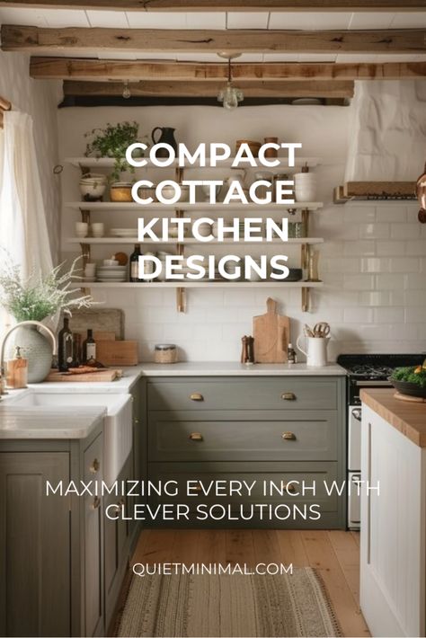 Explore alluring cottage kitchen design ideas tailored for small spaces, where creativity and functionality combine to maximize every inch. Discover ingenious solutions for your petite kitchen. #CottageKitchen #SmallSpaces #IngeniousDesign Tiny Cottage Kitchens Small Spaces, Traditional Cottage Kitchen, Modern Cottage Kitchen Ideas, Rustic Small Kitchen Ideas, Small Vintage Kitchen Ideas, Cottage Interiors Kitchen, Cottage Kitchens Small, Small Cottage Kitchen Ideas, Peninsula Kitchen Ideas