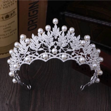 Queen Tiara, Bridal Jewelry Pearl Sets, Crystal Crown Tiaras, Bridal Crown Tiara, Prom Suit, Makeup Pengantin, Wedding Hair Head Piece, Crystal Bridal Tiaras, Bride Tiara