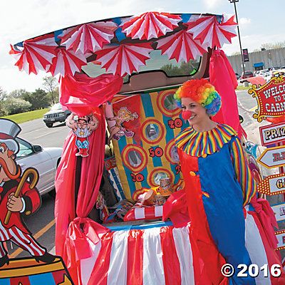 Carnival Trunk or Treat Car Decorations Idea Carnival Trunk Or Treat, Carnival Trunk, Church Halloween Party, Church Trunk, Church Halloween, Trunk Or Treat Ideas, Leaves Changing Color, Harvest Party, Car Decorations