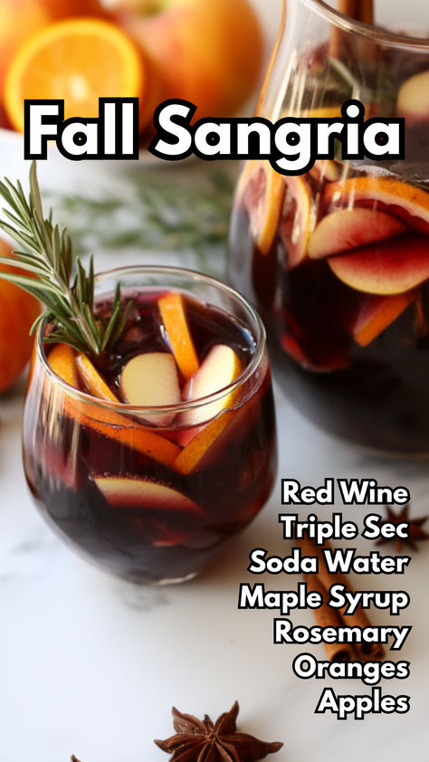 Fall Sangria Fall Red Wine Sangria, Red Fall Sangria, Dry Sangria Recipes, Authentic Sangria Recipes, Harvest Sangria Recipe, Big Batch Sangria Recipe, Red Wine Sangria Fall, Sangria Bar Ideas, Autumn Sangria Recipes