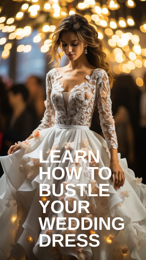 Bride in her wedding dress. How To Bustle A Wedding Dress, Bustle A Wedding Dress, Dress Transition, Wedding Dress Bustle, Say No More, A Wedding Dress, Step Guide, Tips And Tricks, A Wedding