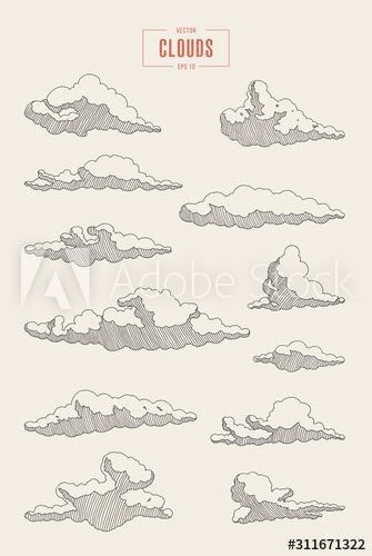 Clouds Sketch, Sketch Cloud, Ink Drawing Techniques, Finding Neverland, Cloud Tattoo, Cloud Drawing, Basic Drawing, Vector Sketch, Nice Art