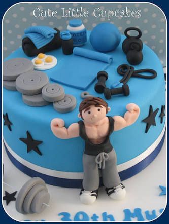 Cupcakes Decoration Birthday, Bolo Crossfit, Crossfit Cake, Kue Fondant, Ideas For Cupcakes, Fitness Cake, Gym Cake, Cupcakes For Men, 25th Birthday Cakes