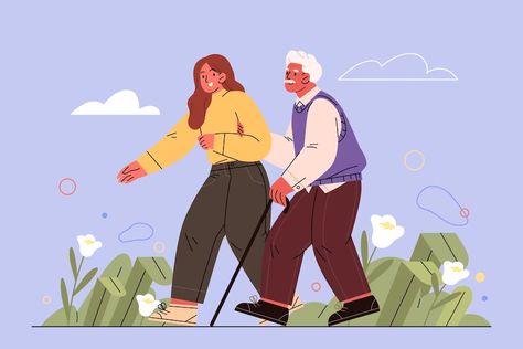 Elderly People Illustration, Helping People Art, Community Illustration People, Helping People Illustration, Helping People Photos, Helping People Aesthetic, Helping Illustration, Aging Illustration, Senior Illustration