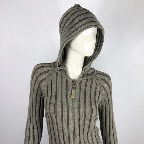 Gorpcore rib knit hoodie  00s zip up knit hoodie,... - Depop Zipup Hoodie, Knit Hoodie, Zip Up Hoodies, Rib Knit, Zip Ups, Knitting