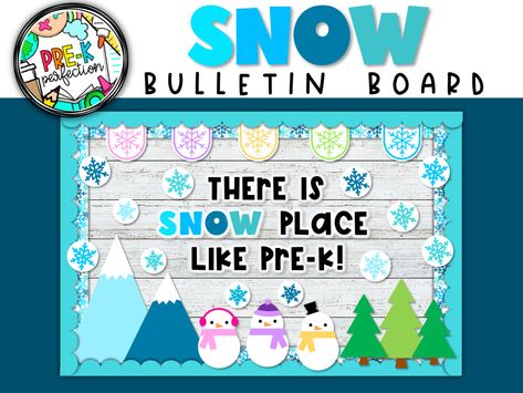 This snow bulletin board is perfect for all winter and holiday long! Your student will love seeing their names on these adorable snowmen! You are sure to have the cutest bulletin board in school! INCLUDED: Bulletin border snowmen trees mountains snowflakes THERE IS SNOW PLACE LIKE PRE-K! - letters THERE IS SNOW PLACE LIKE PRESCHOOL! - letters THERE IS SNOW PLACE LIKE KINDERGARTEN! - letters THERE IS SNOW PLACE LIKE 1ST GRADE! - letters THERE IS SNOW PLACE LIKE 2ND GRADE! - letters THERE IS SNOW PLACE LIKE 3RD GRADE! - letters THERE IS SNOW PLACE LIKE 4TH GRADE! - letters THERE IS SNOW PLACE LIKE 5TH GRADE! - letters **Please note that this is a DIGITAL DOWNLOAD. No physical item will be shipped to you. Once you complete your purchase you will be able to download the PDF containing this pro Winter Art Bulletin Boards, Winter Bulletin Boards Kindergarten, School Winter Bulletin Board Ideas, Snow Globe Bulletin Board, Snow Bulletin Board Ideas, Winter Bulletin Boards For Preschool, Snow Bulletin Board, Snowflake Bulletin Board, Reindeer Bulletin Boards