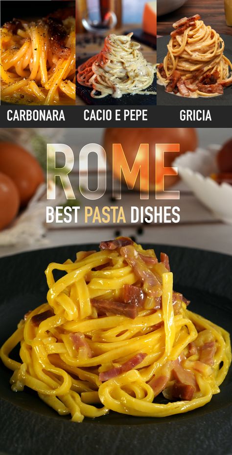 Four Pastas Of Rome, Pasta Recipes From Italy, Authentic Pasta Dishes, Italy Recipes Authentic, Roman Pasta Recipes, American Pasta Recipes, International Pasta Recipes, Zitoni Pasta Recipes, Authentic Italian Pasta Sauce Recipes