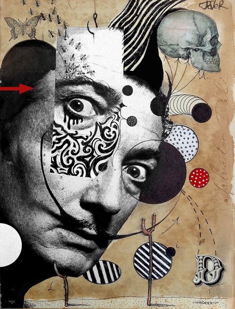 hello dali by Loui Jover Dadaism Art, Kollage Konst, Dada Art, L'art Du Portrait, Loui Jover, Collage Portrait, Art Du Collage, A Collage, Pics Art