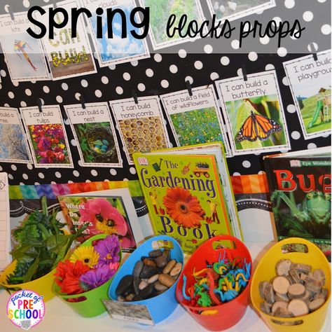 STEM block prop for a spring theme plus Plant Needs and Life Cycle Posters FREEBIE. Prefect for preschool, pre-k, and kindergarten. Plant Activities For Preschool, Block Center Preschool, Blocks Center, Pocket Of Preschool, Stem Centers, Blocks Preschool, Preschool Garden, Plants Unit, Plant Activities