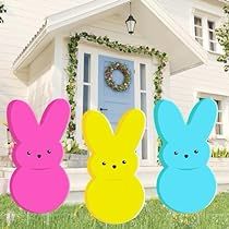 Easter Yard Decorations, Easter Party Decorations, Spring Outdoor Decor, Easter Porch Decor, Easter Outdoor, Lawn Decorations, Small Front Yard Landscaping, Yellow Sign, Easter Party Decor