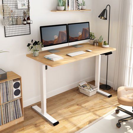 Minimalist Computer Desk, Office Redesign, Desk Aesthetic, Music Studios, Standing Desk Office, Desk Frame, Electric Standing Desk, Desk Inspo, Adjustable Height Standing Desk