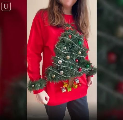 6 Amazing DIY Ugly Christmas Sweater Ideas (Including 1 for Hanukkah) | Upstyle Diy Christmas Ugly Sweater Ideas, Diy Ugly Christmas Sweater Ideas, Ugly Christmas Sweater Ideas, Christmas Sweater Ideas, Ugly Christmas Sweater Outfit, Ugly Hanukkah Sweater, Ugly Christmas Tree, Christmas Tree Ugly Sweater, Diy Christmas Sweater