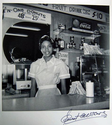 Helen Ann Smith at Harlem House, Beale St, Memphis, TN, c. 1950 Vintage Diner, Beale Street, American Diner, Soda Fountain, Memphis Tn, Black American, African American History, African American Women, Laura Lee