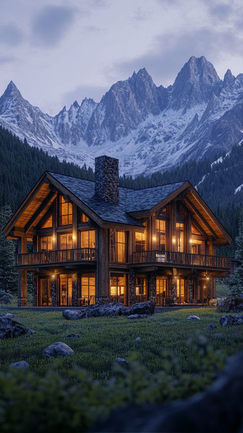 Rustic Mountain Cabin Overlooking Peaks House Surrounded By Trees, Rustic Mountain Cabin, Hunters Cabin, Mountain View Home, Mountain Chalet, Mountain Lodge, Mountain Homes, Mountain Cabin, Mountain House