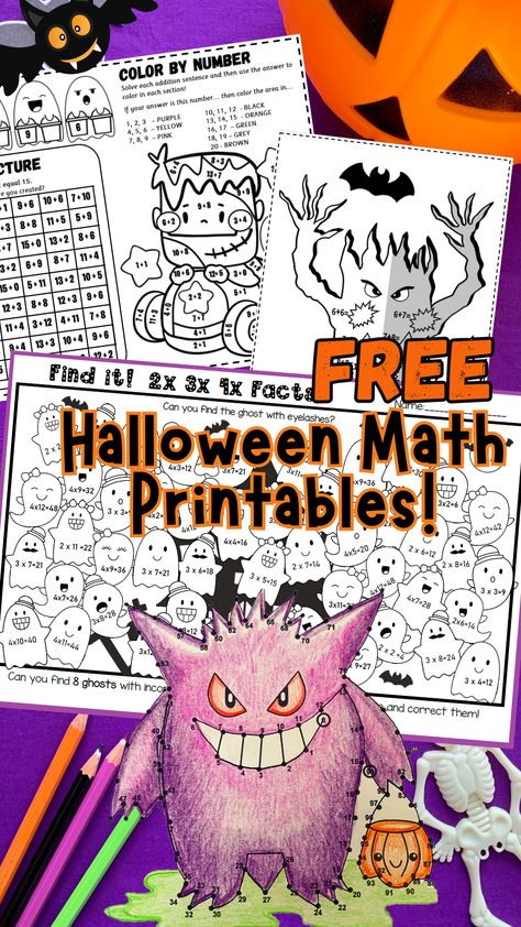 Halloween Subtraction 1st Grade, Color By Number 3rd Grade, Halloween Math Multiplication, Math Or Treat 3rd Grade, Addition Facts Worksheets, Halloween Activities For Second Grade, Halloween Themed Math Activities, Halloween Math Worksheets 2nd Grade, Halloween Activities For Fourth Grade