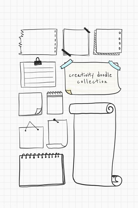 Creativity doodle paper collection vector | premium image by rawpixel.com / busbus Drake Drawing, Bullet Journal Boxes, Notesbog Design, Doodle Paper, Aesthetic Paint, Bullet Journal Titles, Bullet Journal Headers, Drawing Aesthetic, Bullet Journal Banner