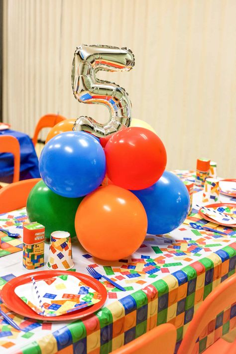 Lego Party Centerpieces, Lego Birthday Party Decorations, Lego Balloons, Lego Themed Party, December Baby, 5 Birthday, Balloon Company, Birthday Themes For Boys, Lego Birthday Party