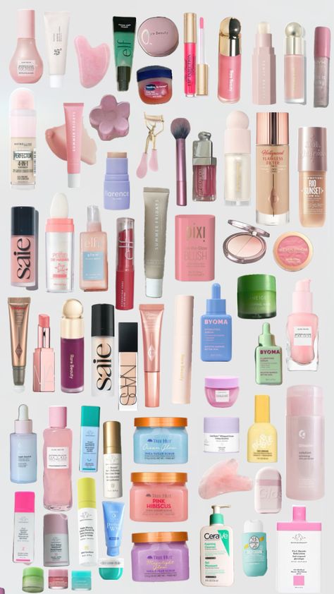 Just a bunch of makeup/skincare 🫧💄🧴 Skin Care And Makeup Products, Makeup Products For Teens, Makeup Favs, Skin Care And Makeup, Desk Vanity, Preppy Gifts, Make Up Desk Vanity, 13th Birthday Parties, Makeup Stuff