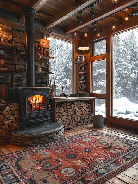 Off Grid Life Old Cabin Aesthetic, Off Grid Aesthetic, Off Grid Living Aesthetic, Off Grid Cabin Interior, Cozy Cabin Living Room, Southwest Cabin, Dark Cottagecore House, Earthy Interiors, Comfy Cozy Home