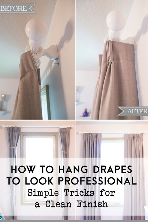 Curtains How To Make, Curtain Rod Hanging Ideas, How To Layer Drapes, How To Use Drapery Hooks, Make Curtains Look Fuller, Choosing Curtain Rods, Hanging Curtains With Rings, How To Get Curtains To Hang Right, How To Steam Curtains