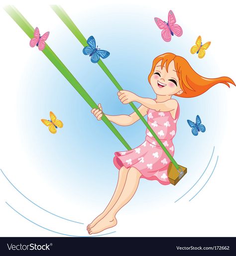 Swing Illustration, Girl Swinging, Horse Silhouette, Baby Fairy, Happy Fun, Book Projects, Fabric Painting, About Us, Free Vector Images