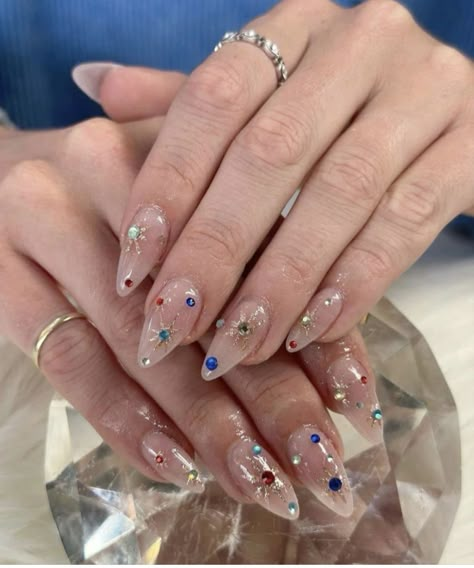 Acrylic Nails Minimalist, Clean Girl Aesthetic Instagram, Nail Designs Aesthetic, Nail Ideas Aesthetic, Jewel Nails, Aesthetic Nail Ideas, Nails Star, Nails Clear, Designs Aesthetic