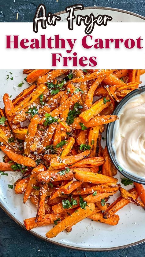 Discover how to make crispy air fryer carrot fries with our easy recipe. These seasoned carrot fries are perfectly crispy and make a delicious and healthy side dish. Ready in less than 25 minutes, this quick and simple recipe is perfect for any meal. Follow our step-by-step guide to create these tasty veggie fries that are sure to become a favorite. Air Fry Carrot Fries, Air Fryer Carrot Recipes, How To Make Carrot Fries, Carrots Air Fryer Recipe, Air Fried Carrot Fries, Healthy Fries Air Fryer, Airfryer Carrot Fries, Air Fryer Celery, Air Fry Carrots Recipes