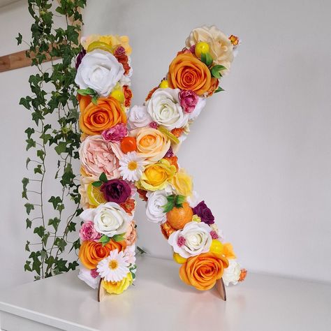 Aperol Spritz Bridal Shower Decoration, Custom Flower Letter, Citrus Party Decorations - Etsy Engagement Party Brunch, Citrus Party, Bridal Shower Decorations Pink, Gold Engagement Party, Bridal Shower Decoration, Bridal Shower Inspo, Citrus Wedding, Floral Birthday Party, April Flowers