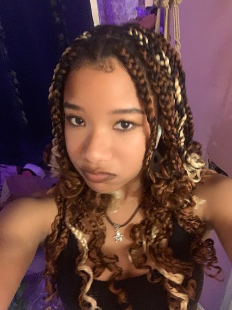 Black Braids With Highlights, Light Brown Braids, Ginger Box Braids, Dolly Hair, Brown Box Braids, Medium Length Brown Hair, Hair 4c, Protective Hairstyles For Natural Hair, Cute Braided Hairstyles