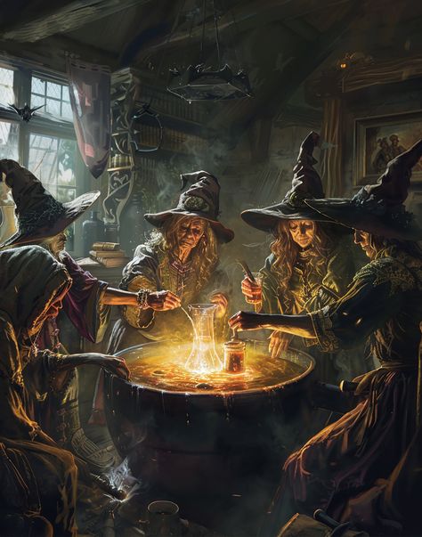 Get into the creepy Halloween grove with these witches brewing up potions. Enjoy! Witch Brewing Potion, Magical People, Magic Realms, Wiccan Sabbats, Witch Painting, Cat Magic, Vintage Halloween Images, Halloween Wallpapers, Pumpkin House