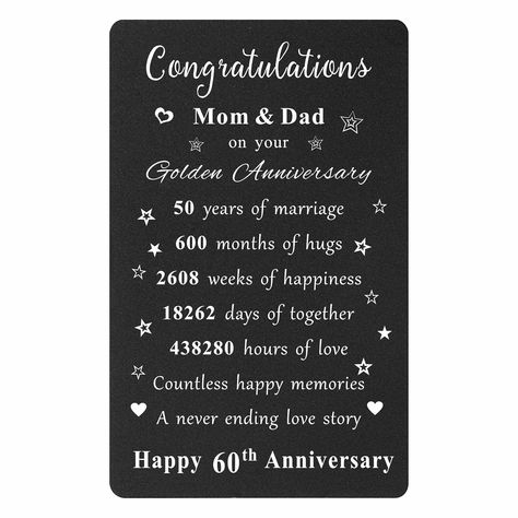 60th Wedding Anniversary Gifts, Happy 60th Anniversary, Card For Parents, 60th Anniversary Gifts, 60 Year Anniversary, Diamond Wedding Anniversary, 60 Wedding Anniversary, Parents Anniversary, Anniversary Greeting Cards