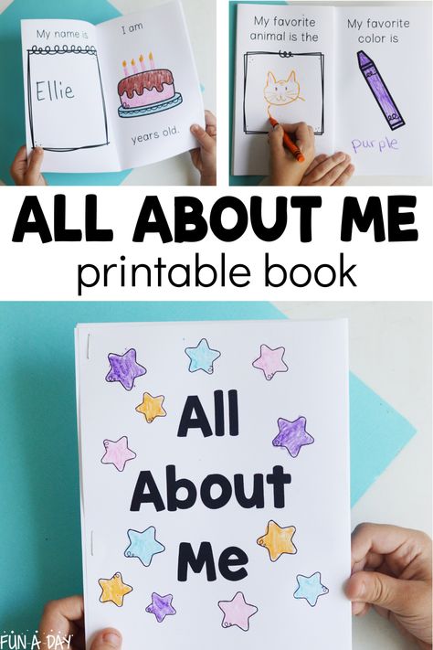 All About Me Books For Preschool, Book Activity Preschool, All About Me Books Preschool Free Printable, All About Me Prek Free Printable, Preschool Book Themes, All A Out Me Preschool, Make Your Own Book Preschool, All About Me Book For Preschool, Printables For Preschoolers Free