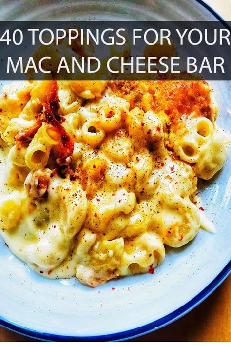 Mac And Cheese Buffet Ideas, Mac And Cheese Bar Toppings Wedding, Macaroni And Cheese Bar Parties, Mac And Cheese Charcuterie Board Ideas, Casual Wedding Appetizers, Mac & Cheese Charcuterie Board, Toppings For Mac And Cheese, Mac N Cheese Bar Parties, Mac N Cheese Ideas