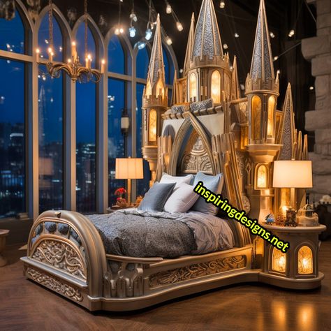 These Giant Disney Castle Shaped Beds Will Turn Your Bedroom into a Fairy Tale Kingdom – Inspiring Designs Castle Bedroom Kids, Castle Beds, Fairytale Bedroom, Matching Dressers, Castle Bed, Fairy Tale Castle, Kids Castle, Castle Bedroom, Disney Bedrooms