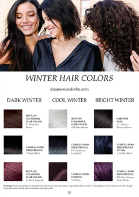 Hair Color Ideas For Deep Winter, Dark Winter Hair Color Ideas, Deep Winter Hair Color, Dark Winter Hair Color, True Winter Hair, Cool Tone Brown Hair, Palette Hair Color, True Winter Palette, Color Analysis Winter