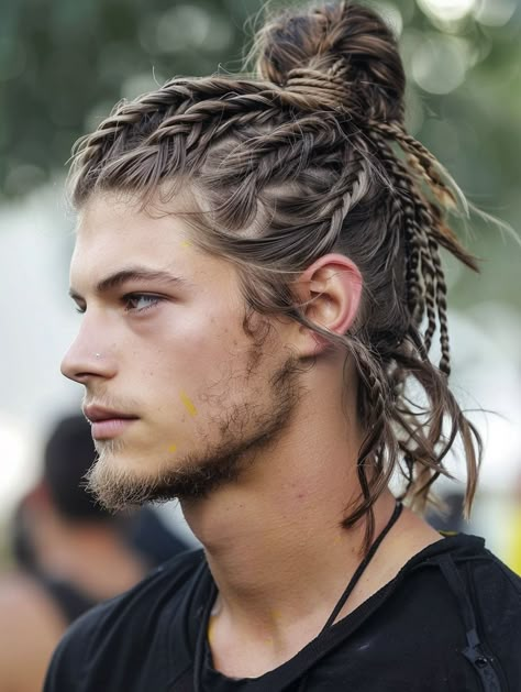 Bun Hairstyles Wedding, Short Beard Styles For Men, Wedding Buns, Short Beard Styles, Man Bun Styles, Viking Hairstyles, Man Bun Hairstyles, Viking Braids, Beard Styles Short