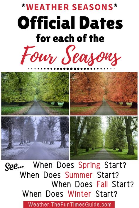 All 4 Weather Seasons - see when Spring, Summer, Winter, and Fall begin and end. Plus, what it's REALLY like to experience each of the seasons all across the United States! When Does Fall Begin, When Is Autumn, When Does Spring Start, Winter Start, Winter Drink Recipes, Winter Begins, Fall Begins, Winter Printables, Season Calendar