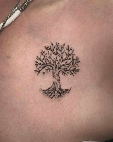 Rooted in elegance... This fine line life tree tattoo is a beautiful reminder of growth and resilience. Delicate, yet powerful - just like the journey of life. Los Angeles, let's branch out and create some stunning tattoos together! #finelinetattoo #lifetree #tattooart #losangelestattoo Tree Of Tattoos Life, Beautiful Tree Tattoos, Tree Of Life Simple Tattoo, Little Sayings Tattoos, Tattoo Ideas Female Tree Of Life, Enchanted Tree Tattoo, Seasons Of Life Tattoo, Love Nature Tattoo, Celebrate Life Tattoo