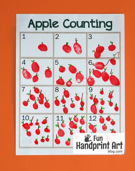 Apple Counting Activity for Johnny Appleseed Day or A is for Apple Apple Counting, Johnny Appleseed Day, Preschool Apple Theme, September Preschool, Apple Kindergarten, A Is For Apple, Apple Lessons, September Activities, Apple Preschool