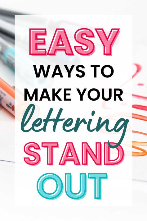 Make your hand lettering and calligraphy stand out with these 21 quick and easy lettering embellishments and techniques you can add to enhance any project! Hand lettering styles | lettering tutorial | easy lettering ideas | cute lettering | lettering ideas for bullet journal Diy Lettering Alphabet, Diy Lettering Writing, Calligraphy Lettering Ideas, Learning Hand Lettering, Simple Hand Lettering Alphabet, Sign Writing Fonts, Easy Script Lettering, How To Outline Letters, How To Do Fancy Lettering